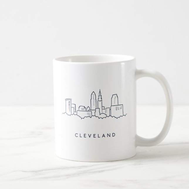 Caneca De Café Skyline de Cleveland Ohio (Direita)