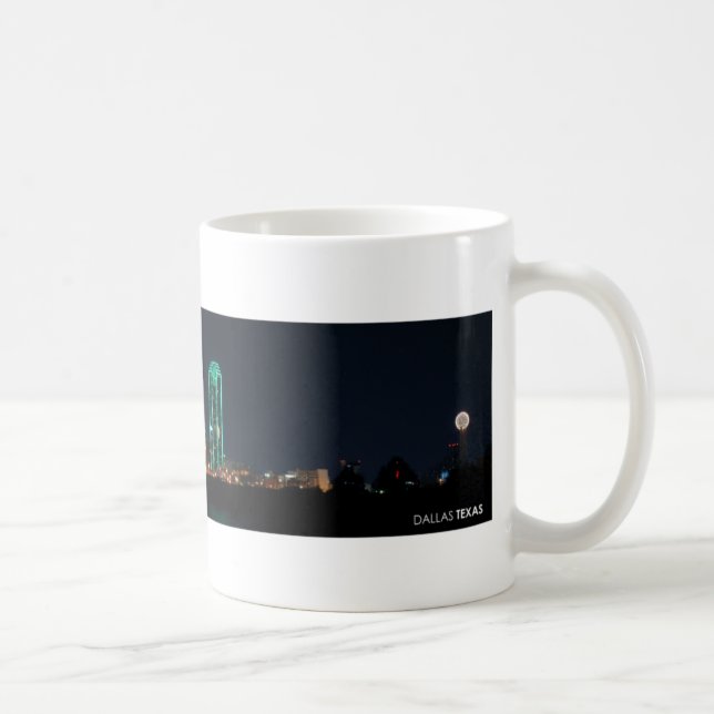 Caneca De Café Skyline de Dallas, Texas na noite (Direita)