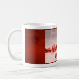 Caneca De Café Skyline de Ottawa com grunge vermelho