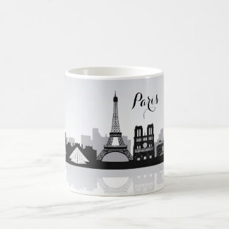 Caneca De Café Skyline de Paris Negra e Branca