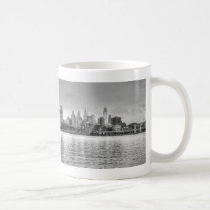 Caneca De Café Skyline de Philadelphfia em preto e branco