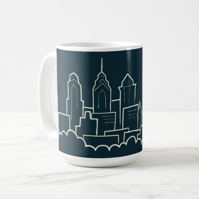 Caneca De Café Skyline de Philadelphfia Pensilvânia (Frente Esquerda)