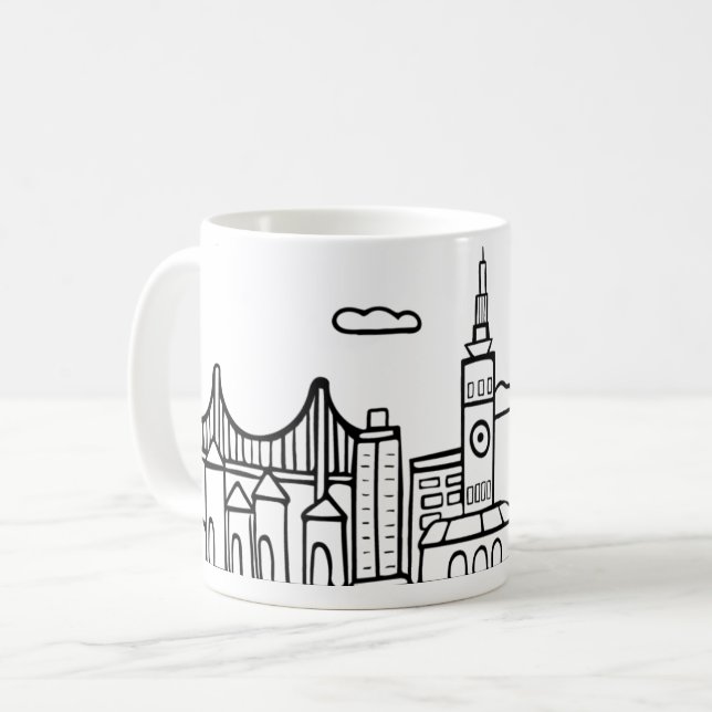 Caneca De Café Skyline de San Francisco (Frente Esquerda)
