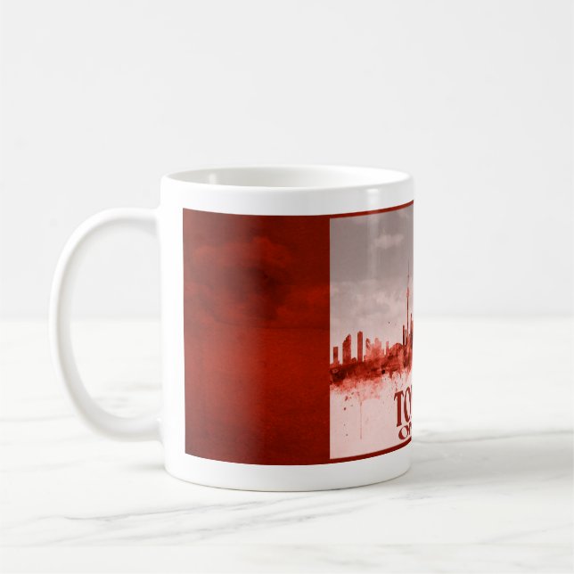 Caneca De Café Skyline de Toronto com grunge vermelho (Esquerda)