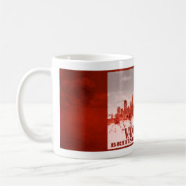 Caneca De Café Skyline de Vancôver com grunge vermelho
