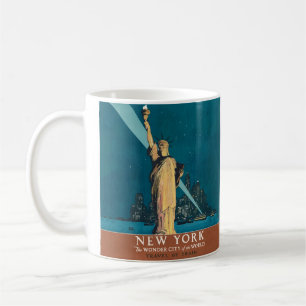 Caneca De Café Skyline do Nova Iorque Viagens vintage Liberty