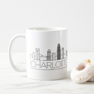 Caneca De Café Skyline estilizado de Charlotte, North Carolina