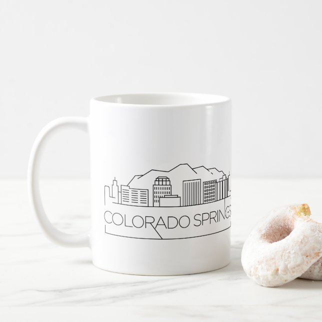 Caneca De Café Skyline estilizado de Colorado Springs (Com Donut)