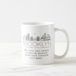 Caneca De Café Skyline Estilizado do Brooklyn | Slogan Personaliz