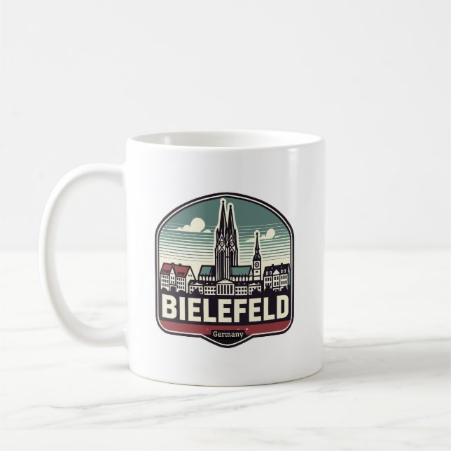 Caneca De Café Skyline Retro Bielefeld (Esquerda)