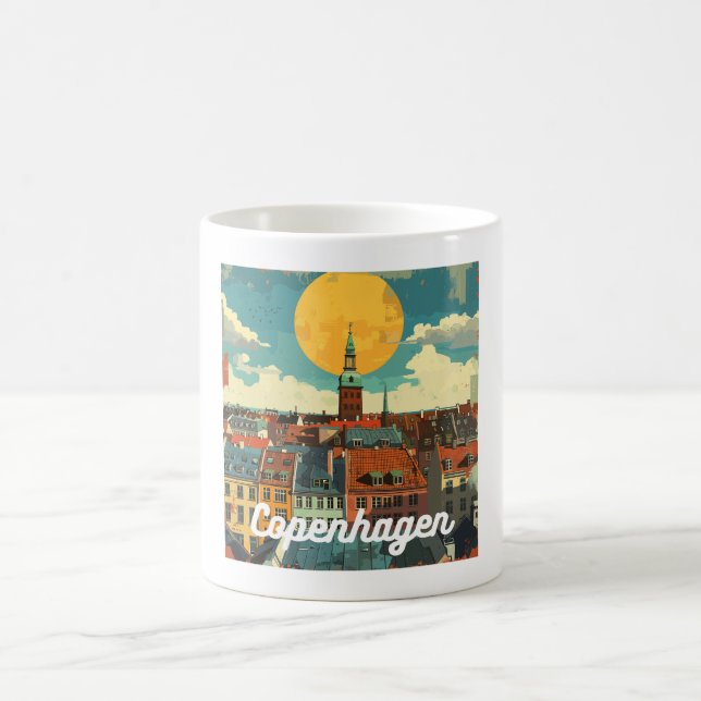 Caneca De Café Skyline Retro Copenhagen (Centro)