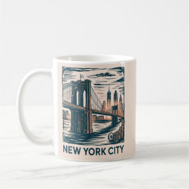 Caneca De Café Skyline Retroativo da Ponte do Nova Iorque Brookly