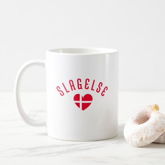 Caneca De Café SLAGELSE Denmark Heart (Com Donut)