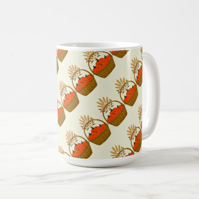 Caneca De Café 🎃 **Slanted Pumpkin & Wheat Mug (Frente Esquerda)