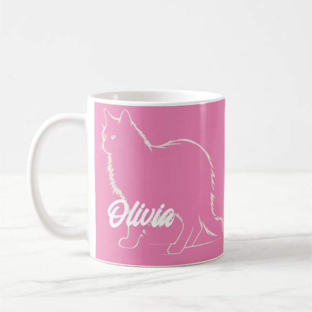 Caneca De Café Sleek Cat Silhouette - Purr-fect Morning Companion (Esquerda)