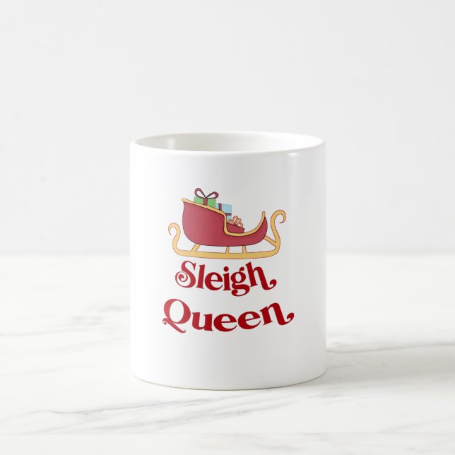 Caneca De Café Sleigh Queen Natal Humor Pun (Centro)