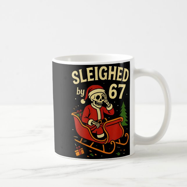 Caneca De Café Sleighed By 67 Funny Skeleton Santa 6 7 Trend Xmas (Direita)