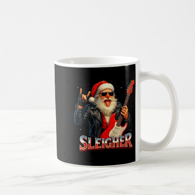 Caneca De Café Sleigher Rock Santa Funny Metal Christmas Design  (Direita)