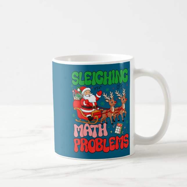 Caneca De Café Sleighing Math Problems Funny Teacher Christmas Qu (Direita)