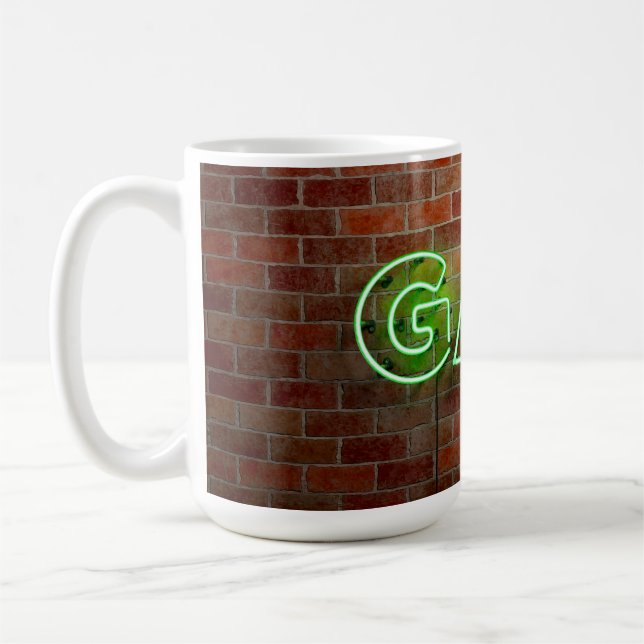 Caneca De Café SlipperyJoe iluminou o sinal de neon gay brilhante (Esquerda)