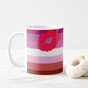 Caneca De Café SlipperyJoe lipstick lésbica orgulho bandeira femi