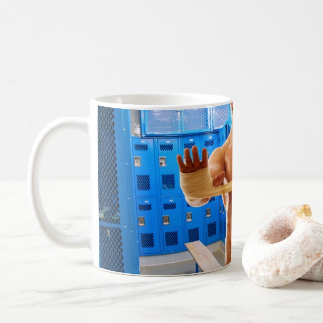 Caneca De Café SlipperyJoe muscular homem abdominal quarto de ves (Com Donut)