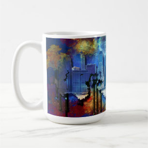 Caneca De Café SlipperyJoe NYC grafite lua cercada por redemoinho
