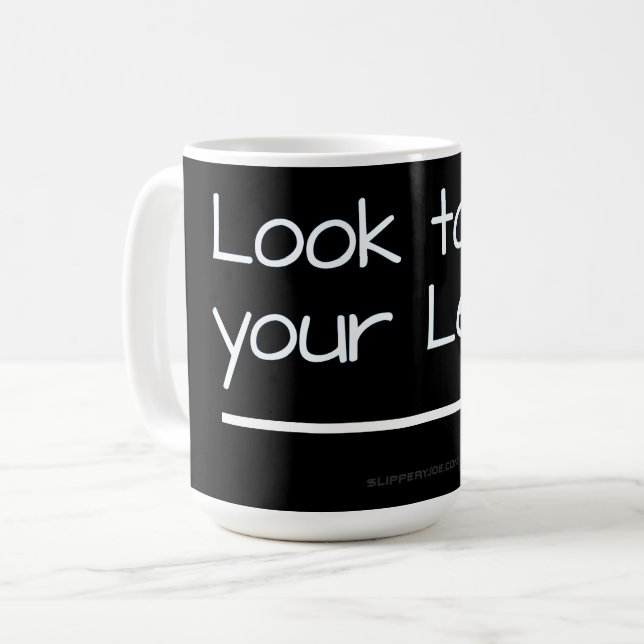 Caneca De Café SlipperyJoe parece à esquerda uma seta escura bran (Frente Esquerda)