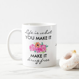 Caneca De Café Slogan Anti Droga Personalizado Flores Coloridas