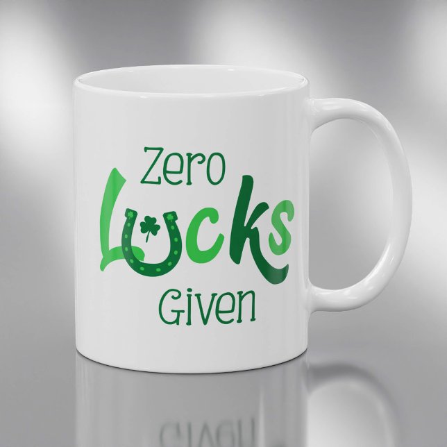 Caneca De Café Slogan de Dia de São Patrício com Zero Lucks (Criador carregado)