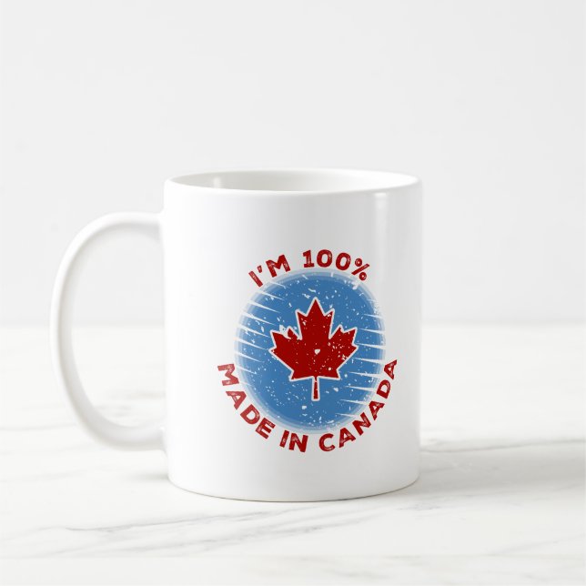 Caneca De Café Slogan 'Eu sou 100% feito no Canadá' para canadens (Esquerda)