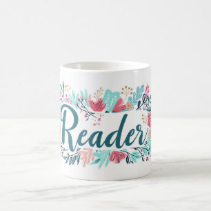 Caneca De Café Slogan Leitor de Flores Coloridas