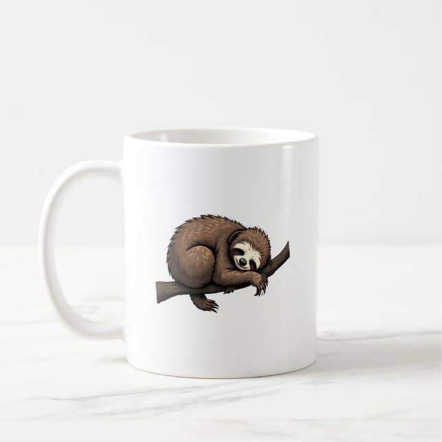 Caneca De Café Sloth Etched Art Retro Nature Tee (2) (Esquerda)