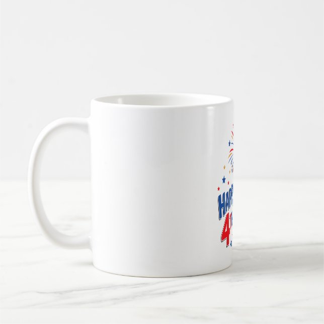 Caneca De Café Sloth Happy 4th Rocket Fireworks EUA (Esquerda)