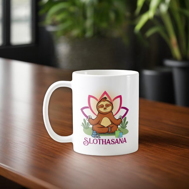 Caneca De Café "Slothasana" Sloth fazendo meditação de ioga (Criador carregado)