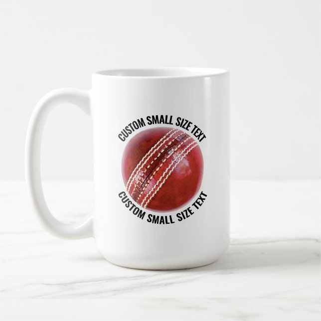 Caneca De Café Small Personalized Text Cricket Ball 15 oz. Custom (Esquerda)
