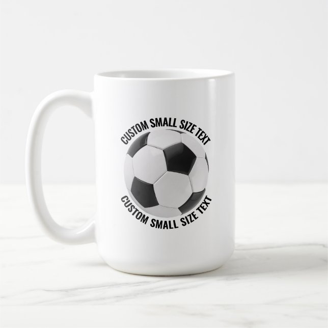 Caneca De Café Small Personalized Text Soccer Ball 15 oz. Custom (Esquerda)