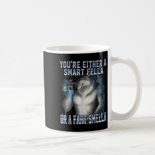 Caneca De Café Smart Fella Alpha Wolf Meme Engraçado Werewolf (Direita)