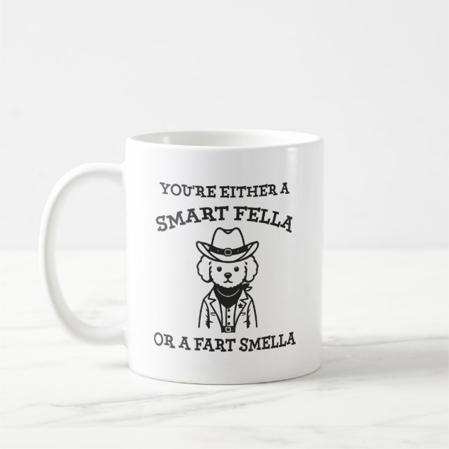 Caneca De Café Smart Fella vs Fart Smella - Cachorro Feliz (Esquerda)