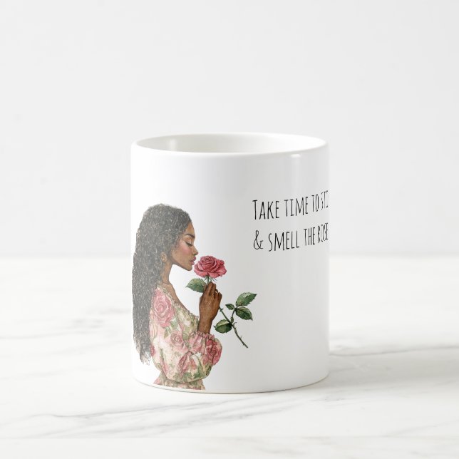 Caneca De Café Smell the Roses Black Girl (Centro)