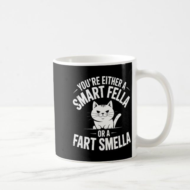 Caneca De Café Smella Cat Smart Fart Humor Spoonerism Fella Laugh (Direita)
