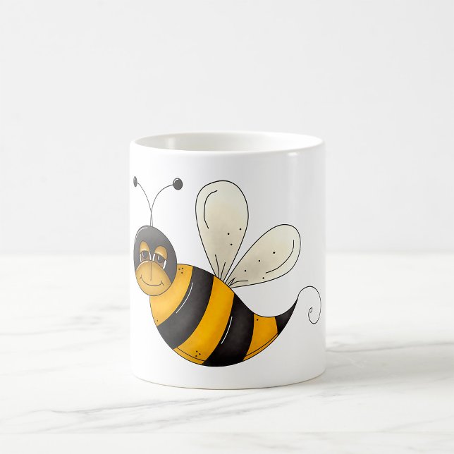 Caneca De Café Smiling Bee Fun Bumblebee Character (Criador carregado)