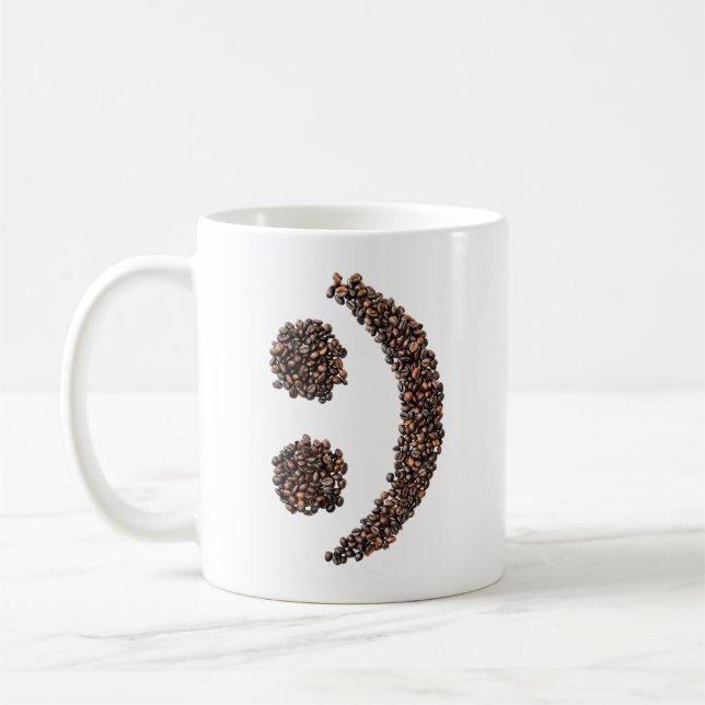 Caneca De Café Smiling Coffee Bean Emoji Face Texter (Esquerda)