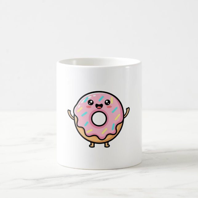 Caneca De Café Smiling Donut – Cute Kawaii Illustration (Centro)