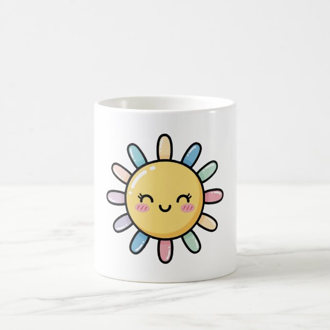 Caneca De Café Smiling Sun – Cute Whimsical Illustration (Centro)