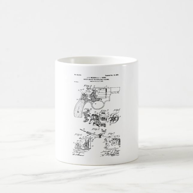 Caneca De Café Smith e Wesson Hammerless Pistol 1898 Patente (Centro)