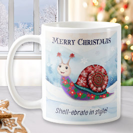 Caneca De Café Snail Pun Humor Engraçado Feliz Natal Personalizad