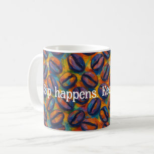 Caneca De Café Snarky "Sip Happens - Continue Caindo" Arte Fauvis