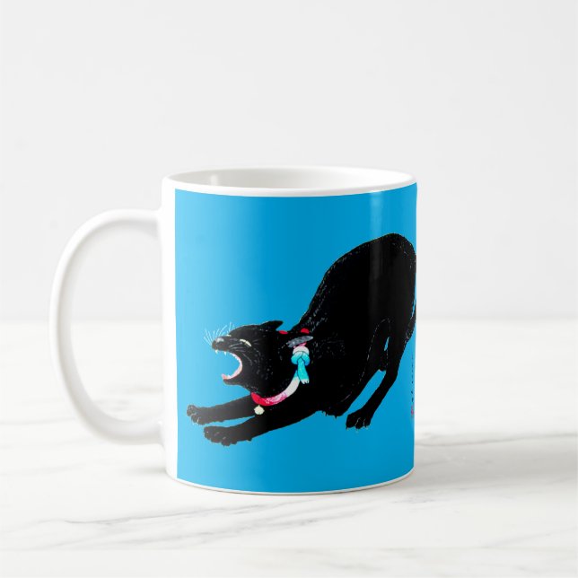 Caneca De Café Snarling Hissing Black Japan Cat (Esquerda)