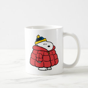 Caneca de Café Snoopy Inverno com Casaco Puffer